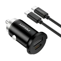 Carregador Veícular Pisen Tp-c77 Usb-c/a 20w + Cabo Preto