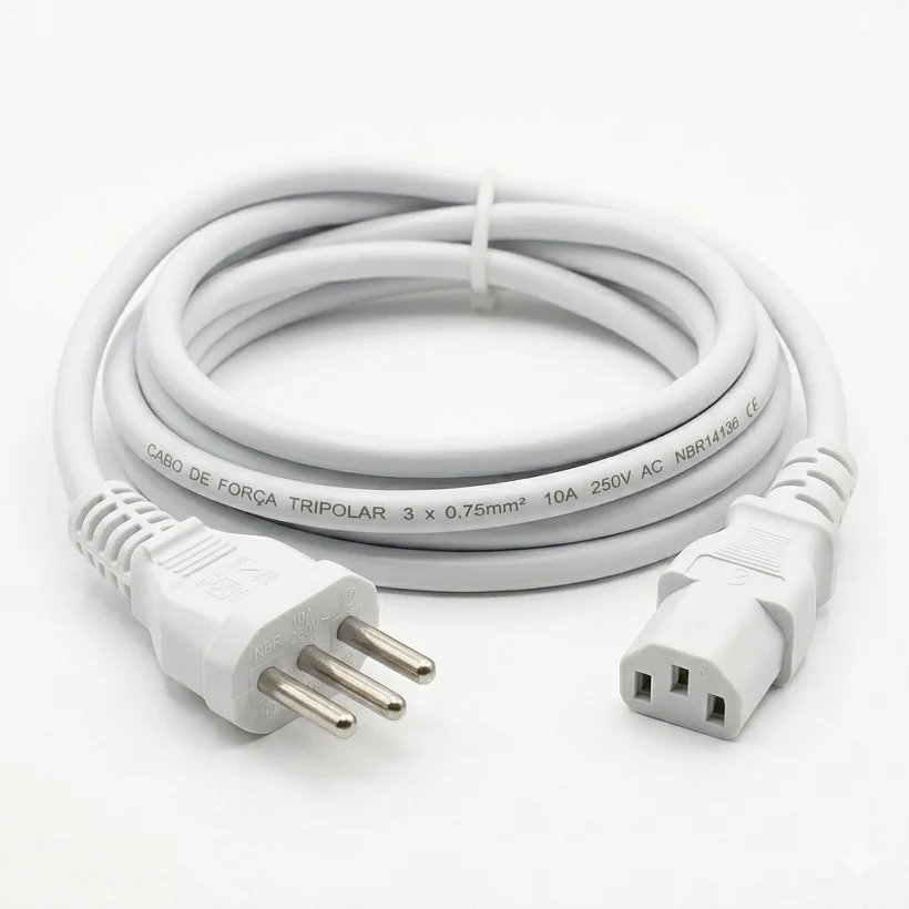 Cabo De Energia Tripolar 3 X 0,75mm (10a) 1,5m Branco