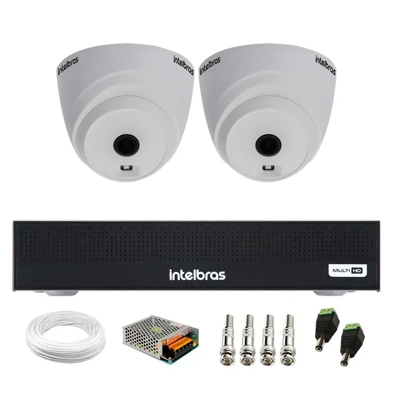 Kit 2 Câmeras Intelbras Vhl 1120 D Hdcvi Lite Hd 720p Visão Noturna 20m + Dvr Intelbras Mhdx 1104c
