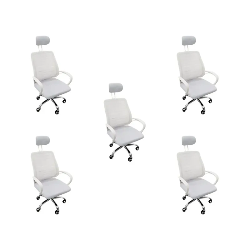 Kit 5 Cadeiras Escritório Oficial Webshop Diretor, Mesh, Encosto de Cabeça, Branco