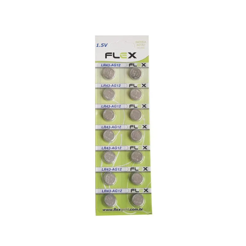 Bateria Botão Alcalina Flex, 1.5v, Cartela Com 14 Unidades - Fx-lr1120/ag8