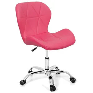 Cadeira Office Slim, até 120 Kg, Estofada, Base Giratória, Cromada, Rosa