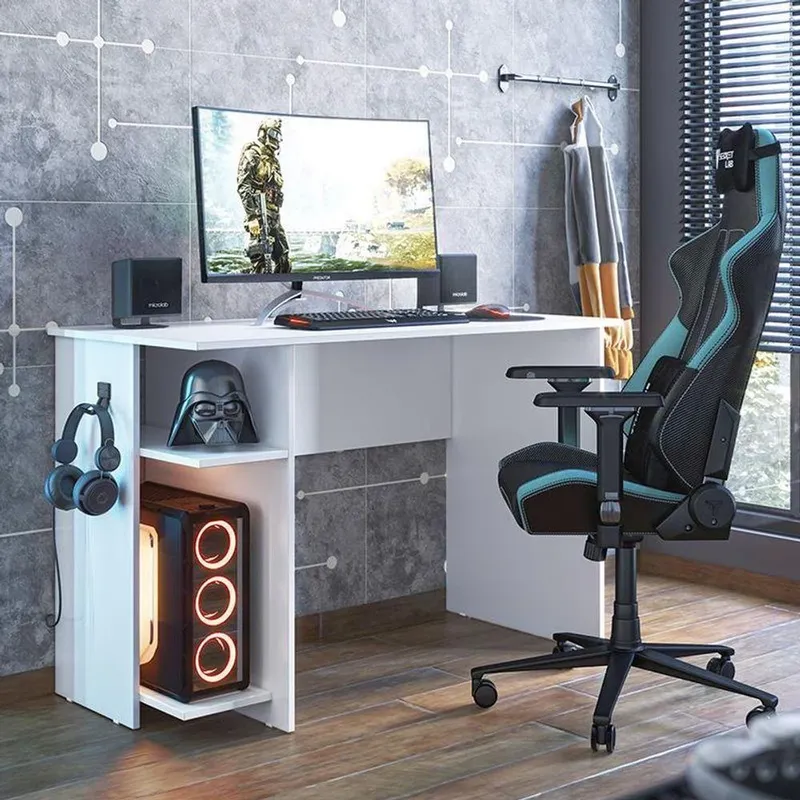 Mesa Para Computador Gamer 3875 Branco Brilho - Qmovi.
