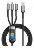 Cabo Carregador Rápido 100w 3 Em 1 - Usb-c, Micro, P/ Iphone Cor Cinza