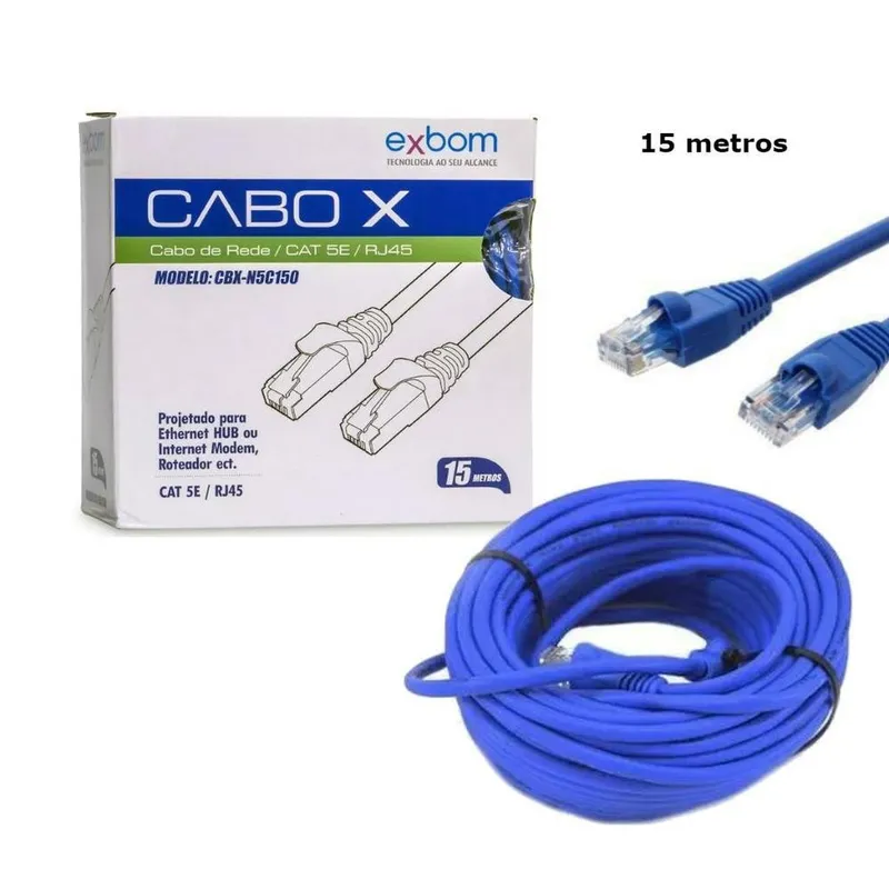 Cabo De Rede Exbom Rj 45 15m Para Computadores Modems Roteador