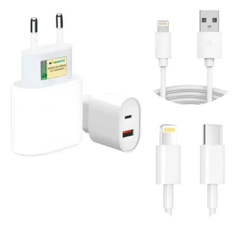 Carregador Branco Rápido E Leve, Compatível Iph 11 Ao 14