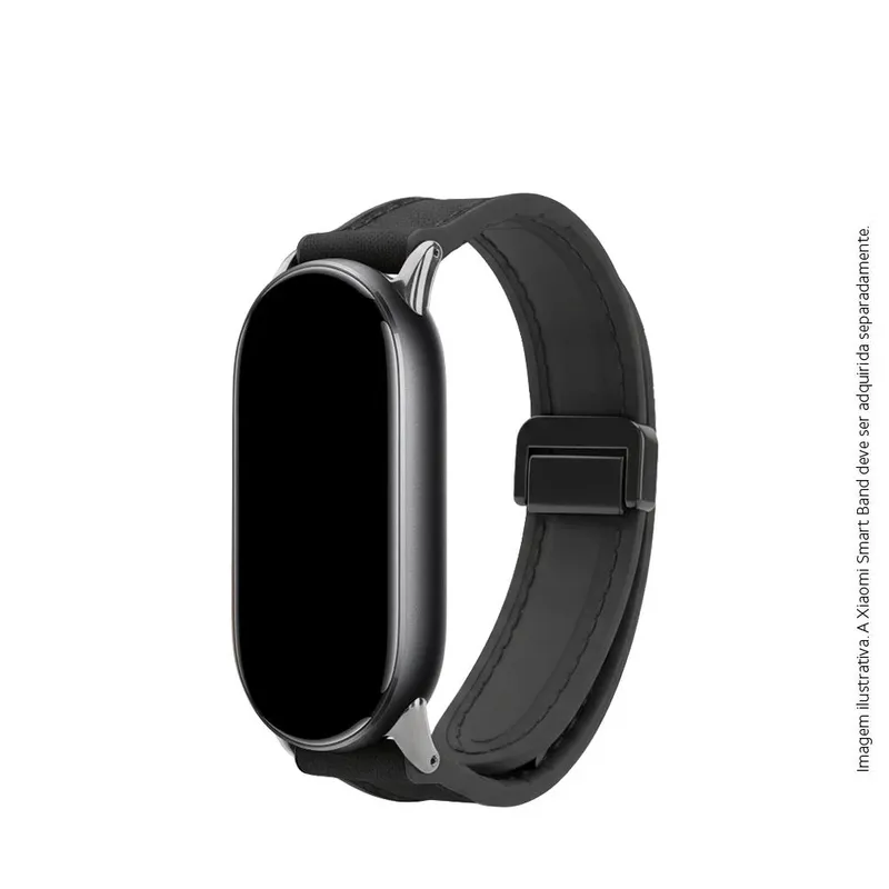 Bracelete De Couro C/ Fecho Magnético P/ Xiaomi Band 8/9/10