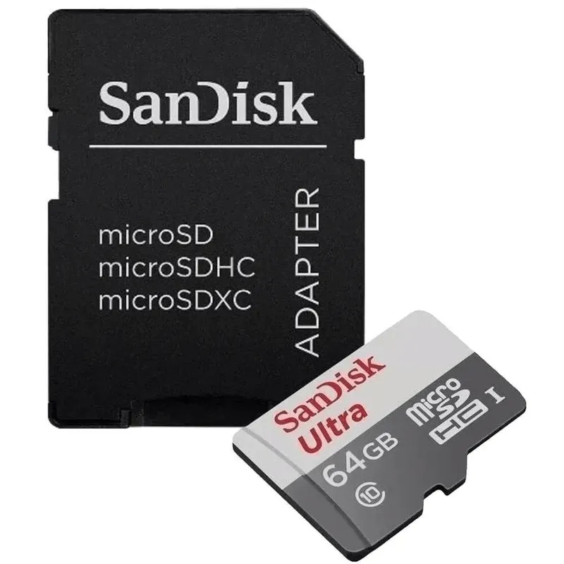 Cartão Microsdxc Sandisk Ultra 64gb De 100mb/s, Classe10, Uhs-i U1 A1