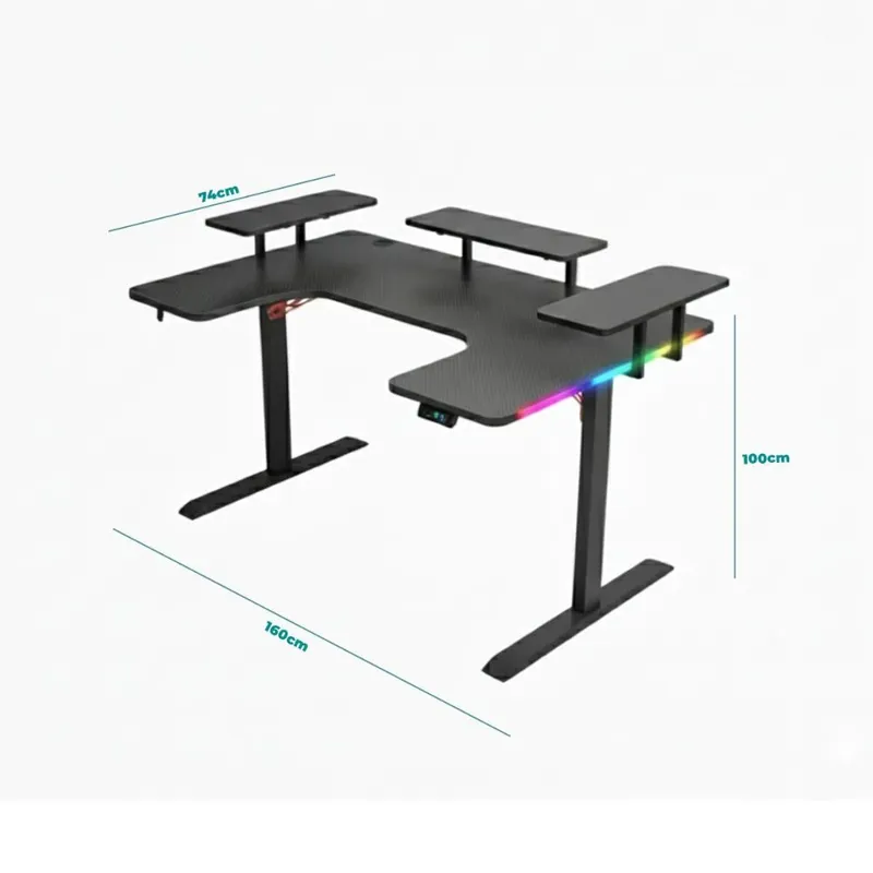 Mesa Gaming RGB Espaçosa Design Moderno Porta Copo