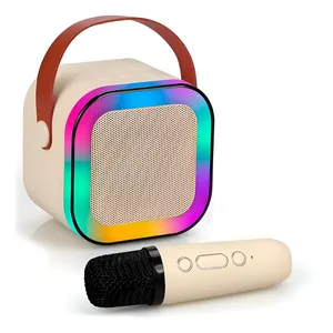Mini Caixa De Som Microfone Bluetooth Portátil RGB Cor:preto