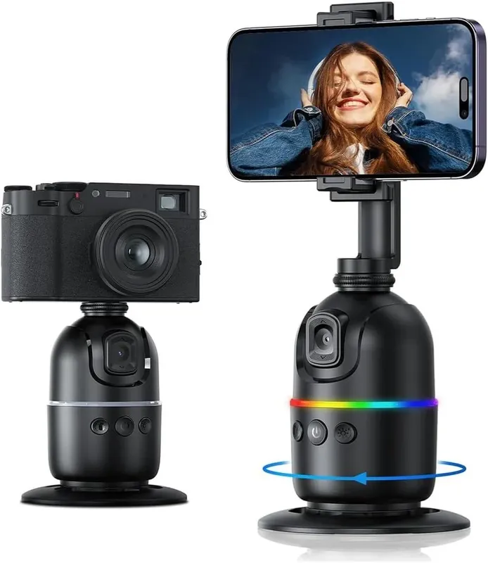 Gimbal Rastreador Suporte Celular Estabilizador Facial 360 Graus Reconhecimento De Gestos Super Bateria Inclusa