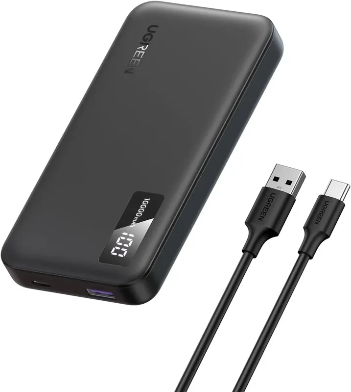 Ugreen Carregador Portátil Power Bank 10000mah Bateria Externa Rápido 22,5w, 20w, Usb A E Usb C Qc Pd 3.0, Visor Digital, LED