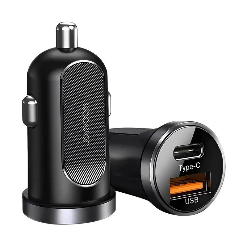 Carregador Veicular Joyroom,2 Portas, USB C 30w Pd, Preto