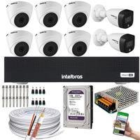 Kit Intelbras, 8 Câmeras, 6 Com 1220D, 2 Com 1220B, FULL COLOR + DVR MHDX 8CH, HD 1TB