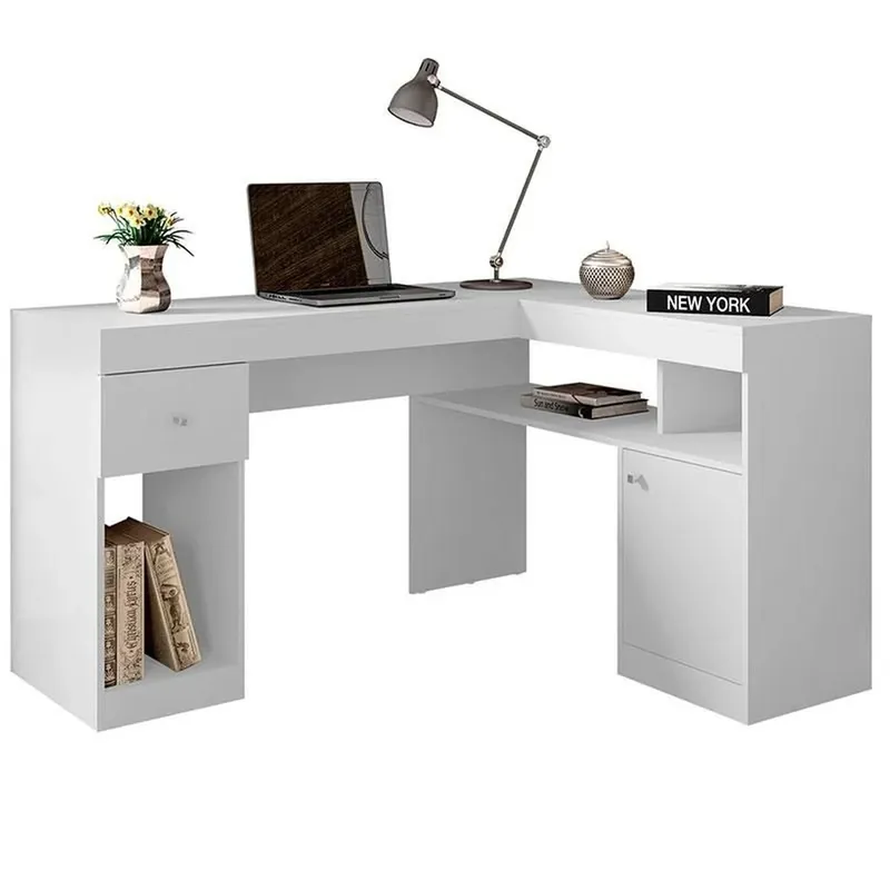 Mesa Para Computador Branco Fosco Office Nilo Caemmun
