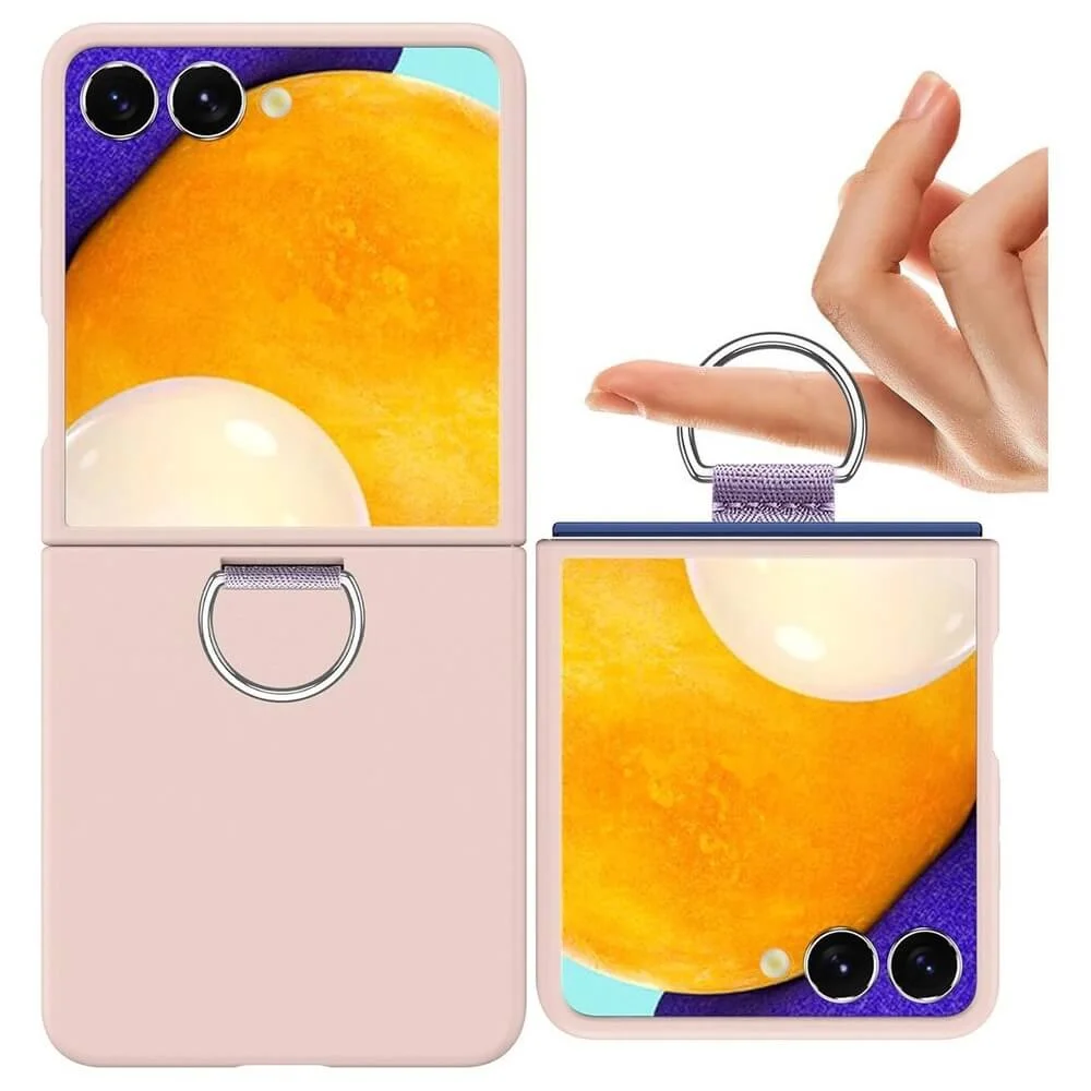 Capa Protetora para o Samsung Galaxy Z Flip 7 com Anel (Ring Holder) - Proteção Contra Quedas e Compatível com Carregamento Sem Fio | Cor: Rosa
