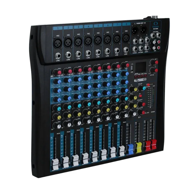 Mesa De Som 8 Canais, Usb, Profissional, Plug And Play, Display E Mp3