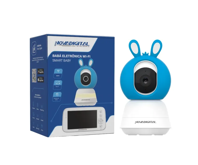 Babá Eletrônica Wi-fi Smart Baby Camera Com Tela 5" Nova Digital Cs-baby-azul