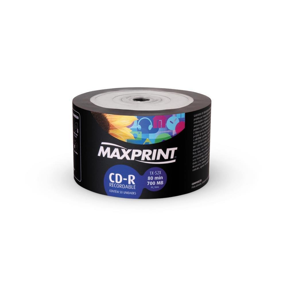 Cd-r Gravável Recordable 700mb 80min 1x-52x 50 Un Maxprint