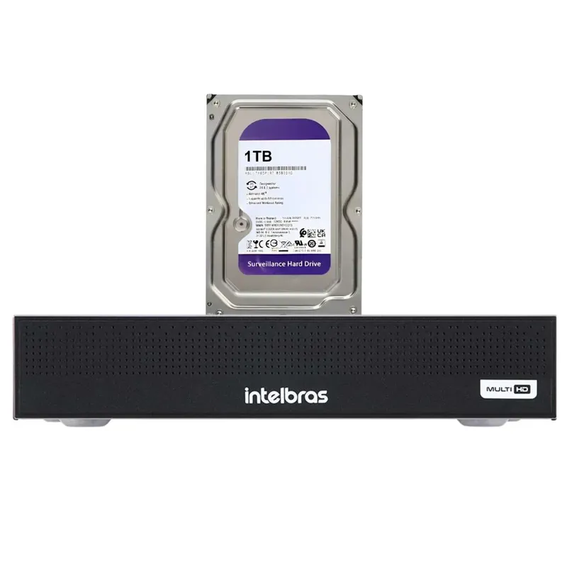 Kit Dvr Gravador De Vídeo Intelbras Mhdx 1108-c 8 Canais Com Detecção De Movimento + Hd 1TB