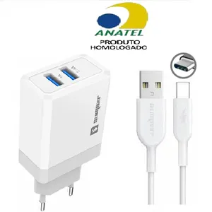 Carregador Usb Tipo C 3.4 2 Entradas Compátivel Android Tipc