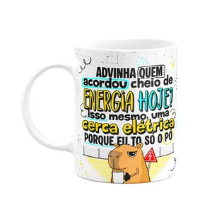 Caneca Divertida Capivaras - Quem Acordou Com Energia Hoje?