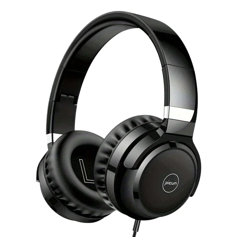 Fones De Ouvido Picun C60 Com Microfone Leves E Dobraveis Preto