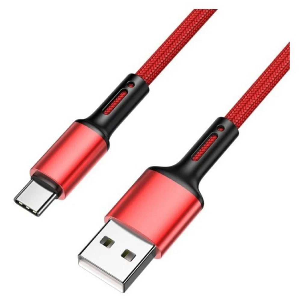 Cabo Carregador Rápido USB Nohon,Tipo C, 1 Metro, Reforçado, Vermelho