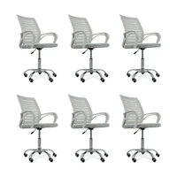 Kit 6 Cadeiras De Escritório Secretaria Diretor, Roma, Ergonômica, Branca