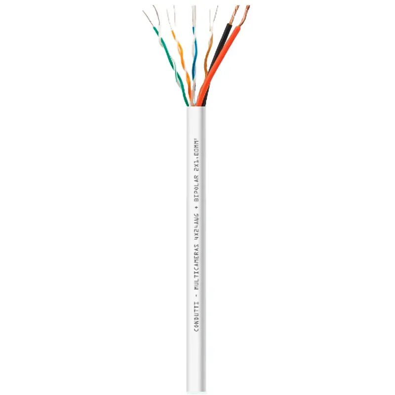 Rolo Cabo De Rede 100 Metros Condutti Com Alimentação Multicameras, 4x24awg(s) 2x1mm2(f) - Branco