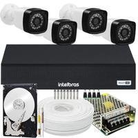 Kit Intelbras Cftv, 4 Cameras Segurança FULL HD + DVR Mhdx, 4 Canais, HD 160GB