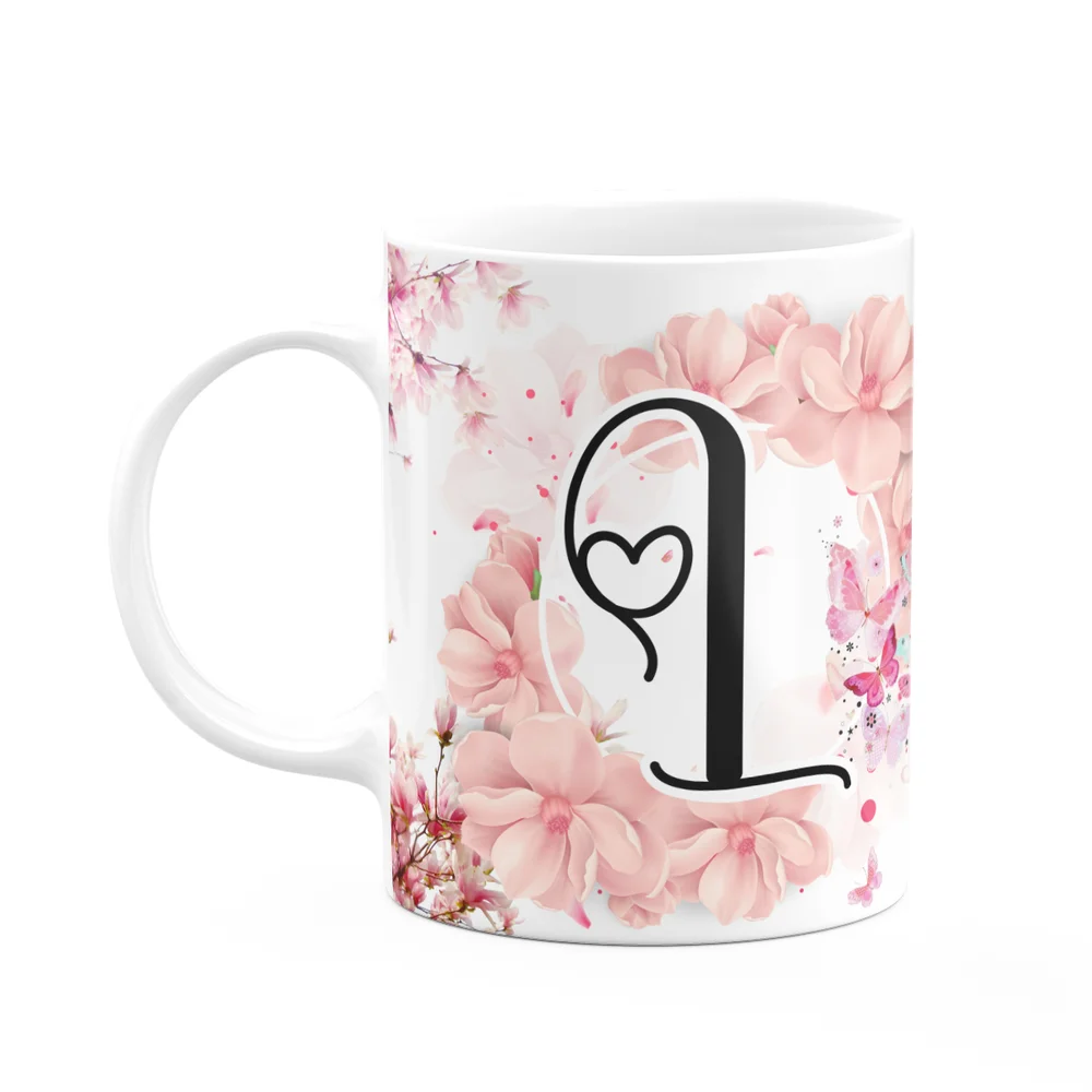 Caneca Floral Letra L
