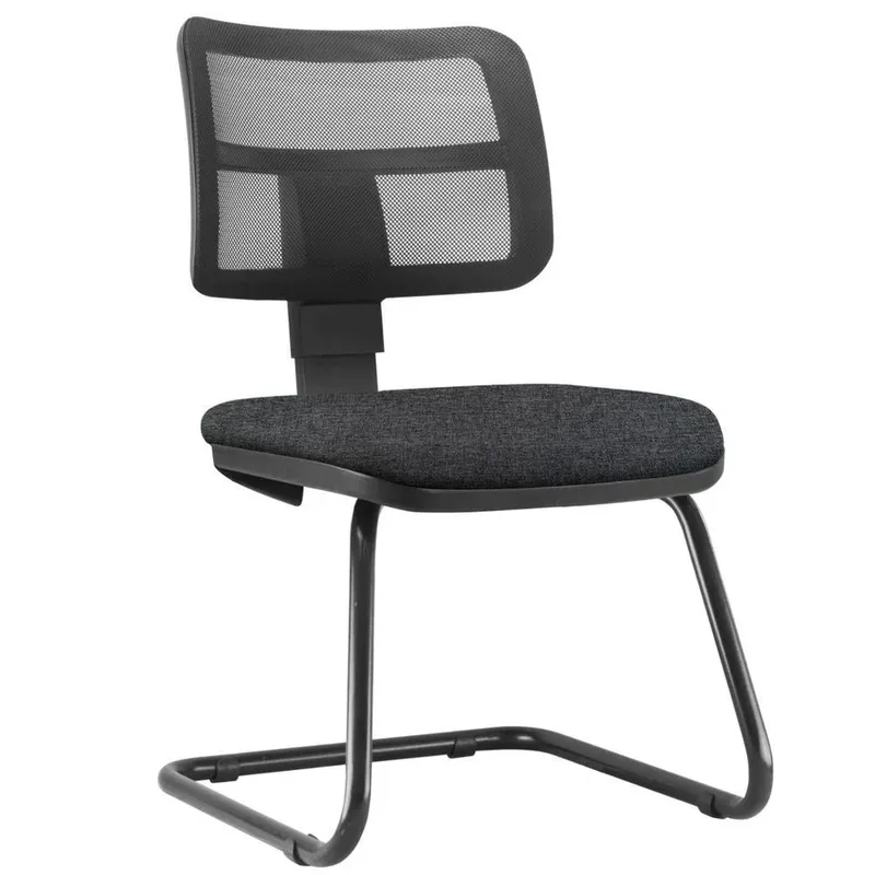 Cadeira De Escritório Recepção Fixa ,Zip L02, Linho Chumbo - Lyam Decor