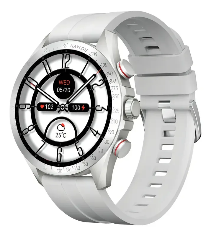 Smartwatch Haylou Solar Pro De 1,43" AmoLED Sports Screen, Estojo Prateado, Pulseira Prateada, Moldura Prateada