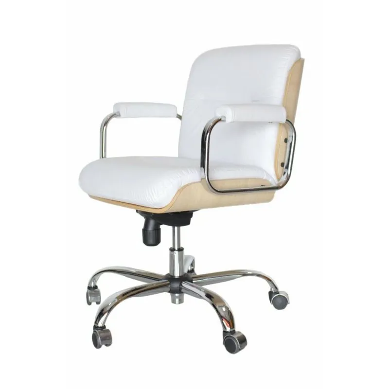 Cadeira Office Eames, Diretor, Linha Capa Em Madeira, Branco