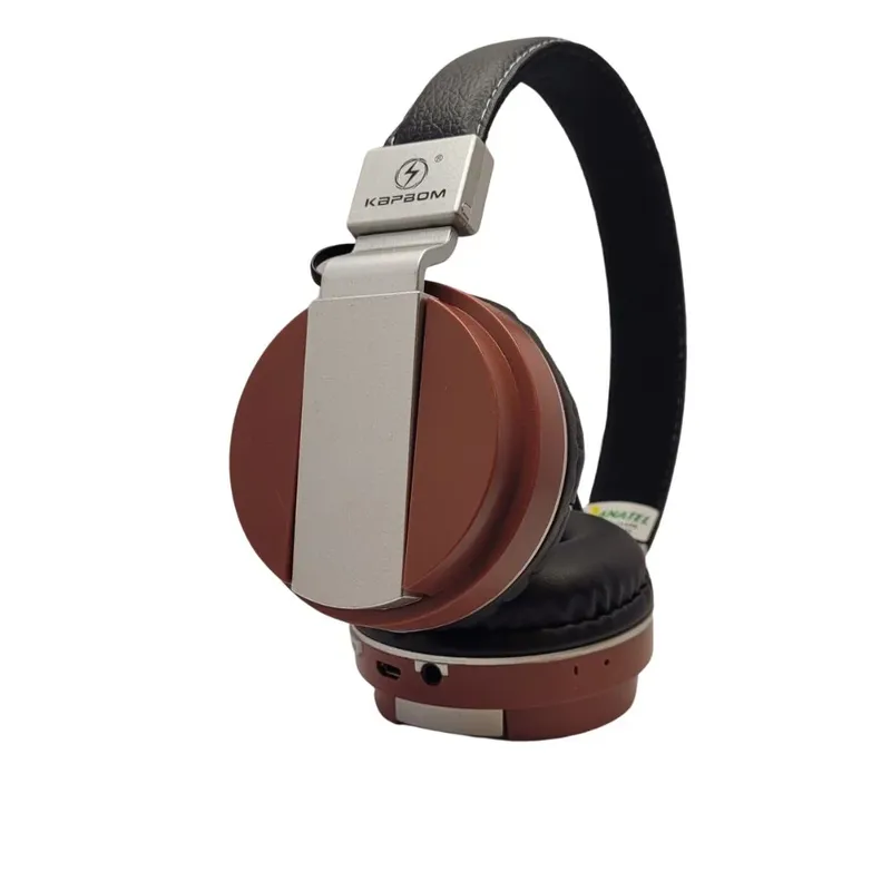 Fone De Ouvido Headphone Bluetooth Kapbom Sem Fio Preto Com Vermelho Ka-933