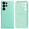 Capa Capinha Protetora de Silicone com Interior em Microfibra Aveludado Compatível com Magsafe para o Samsung Galaxy S25 Rosa - Cor: Verde Claro