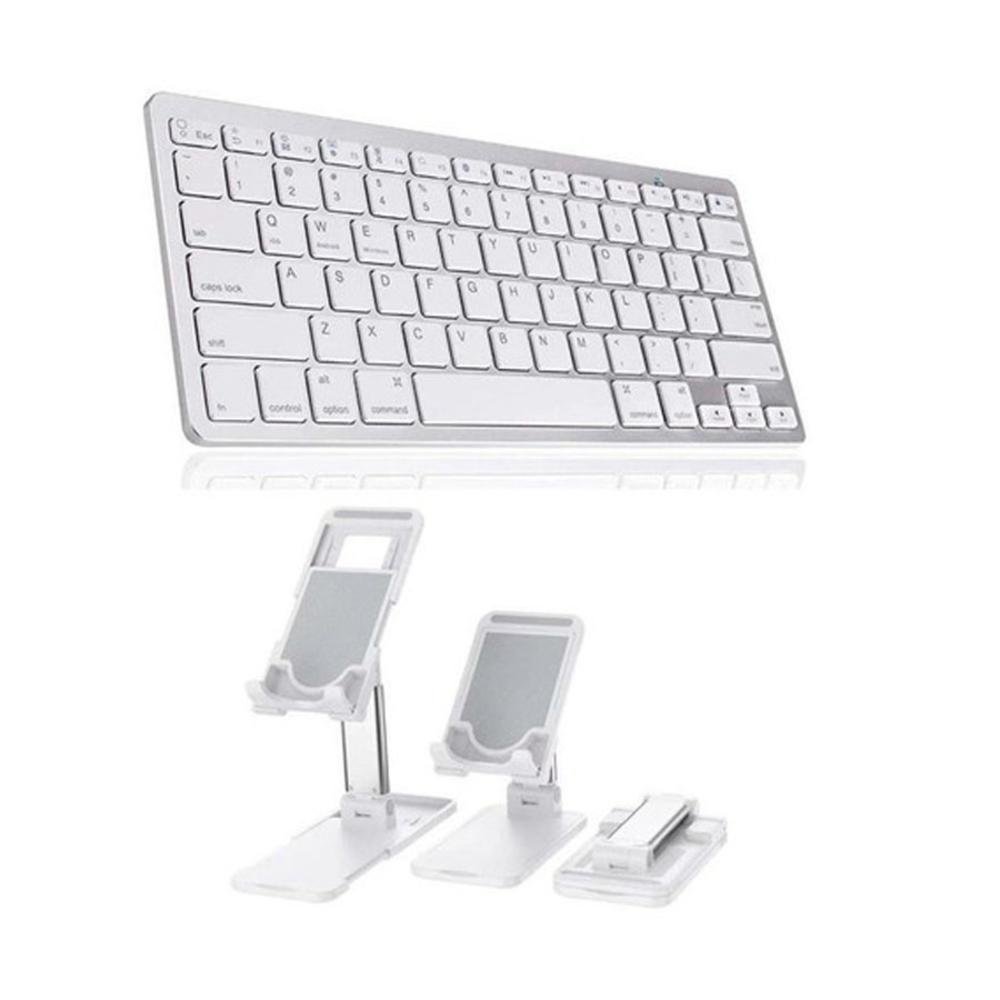Teclado Bluetooth Para Ipad 7 10.2 +suporte De Apoio Branco