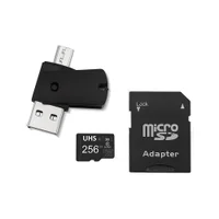 Kit 4 Em 1 com Cartão De Memória 256GB, Ultra High Speed-i U3 + Adaptador USB/OTG Tipo C + Adaptador SD - Mc154