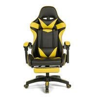 Cadeira Gamer Fortt Trieste, Até 120 KG, Encosto Reclinável, Apoio para os Pés, Amarela - Cgf002-am