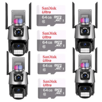 Kit 4 Câmera De Segurança Externa Lente Dupla 4k LED Sirene Policial Cartão 64gb