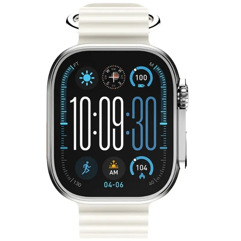 Relógio Smartwatch U3w Ultra 49mm AmoLED Bluetooth Android Ios Series 10 Faz Ligaçoes Troca Pulseira Prata