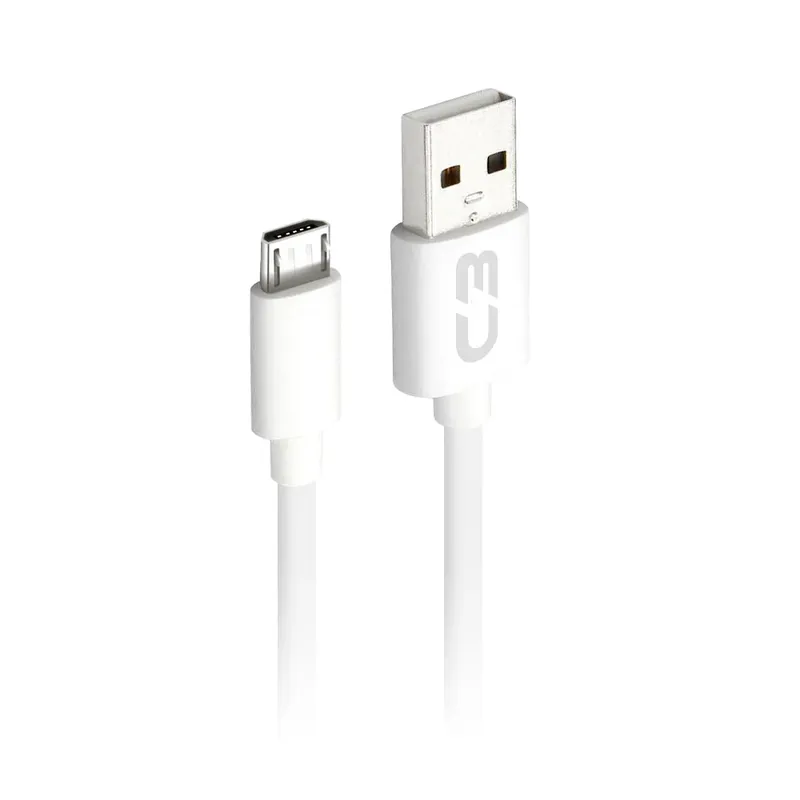 Cabo USB-micro USB C3plus Cb-m10wh, 1m, Branco, Compatível Com Android USB-micro, Corrente 2a