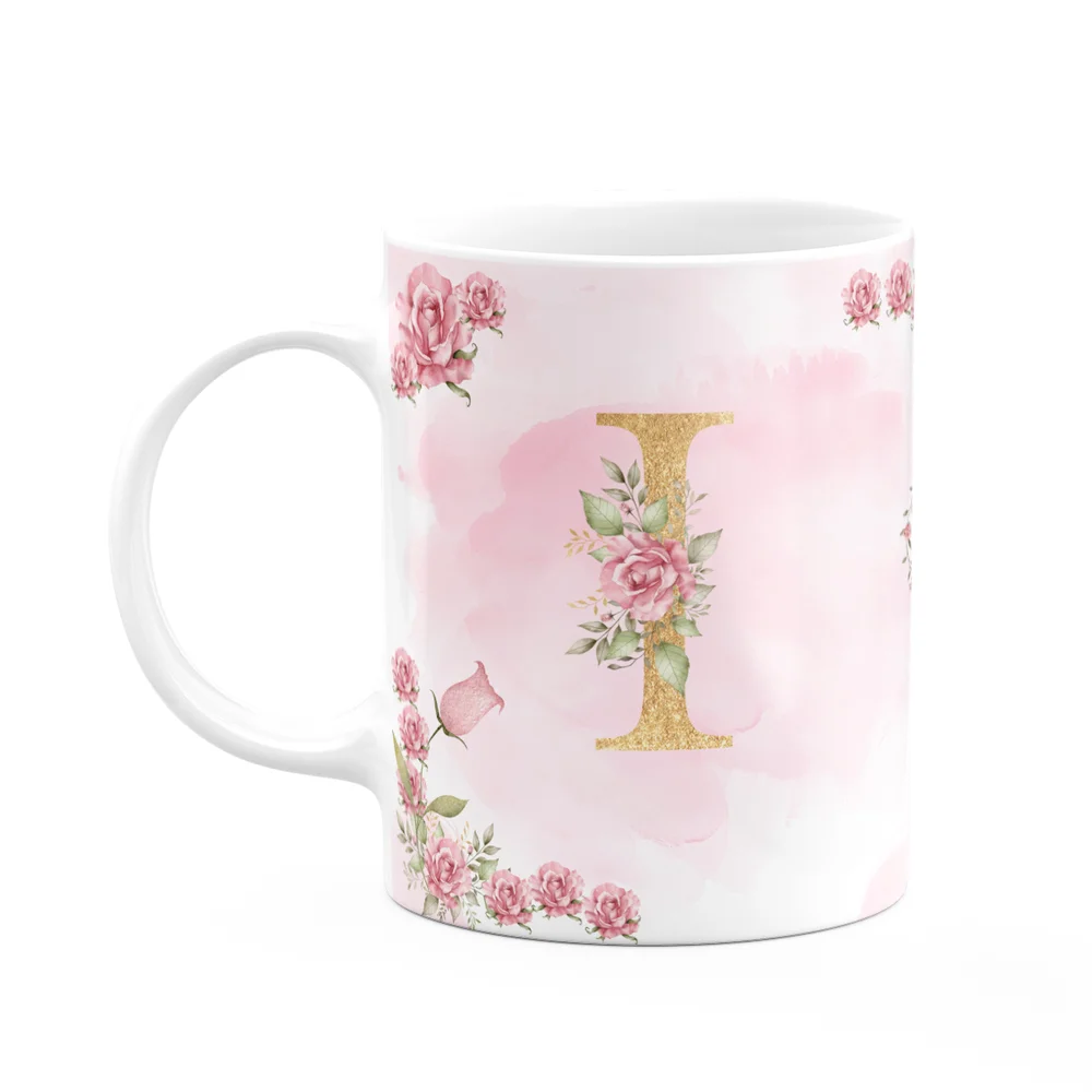 Caneca Floral Mães - Inicial Do Nome Letra I - 325ml