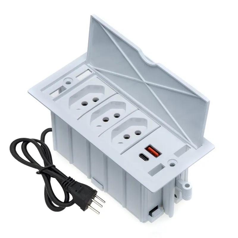 Caixa De Tomada Connect Caixa Tomada 4 Blocos EMButir 2 Tom 20a 2 Usb 9.0a Cz
