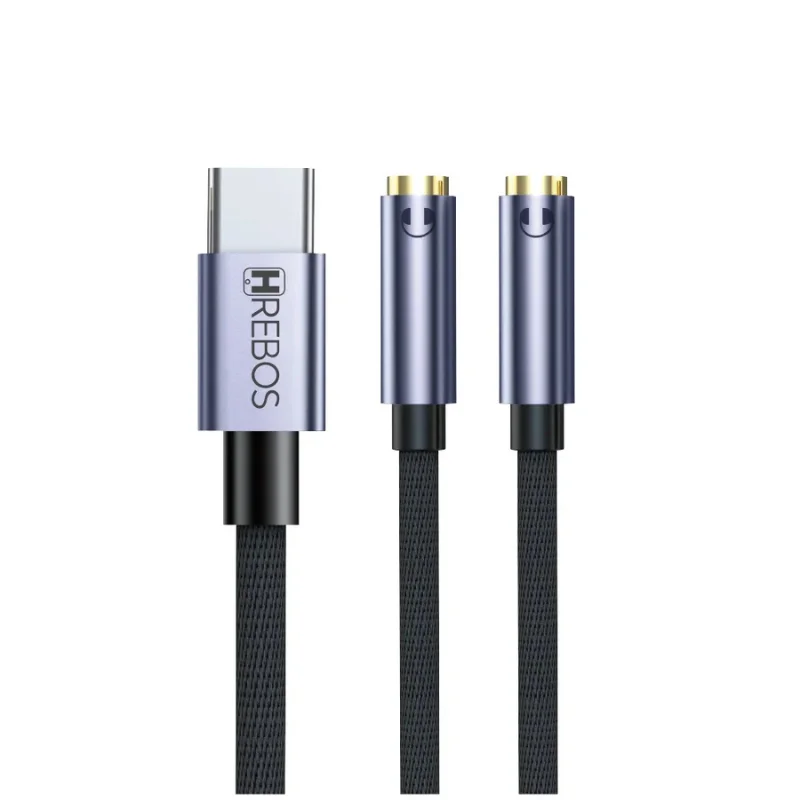 Splitter Divisor Type-c Para 2 Fones P2 Ad-230 Cabo Nylon 1 Metro Preto