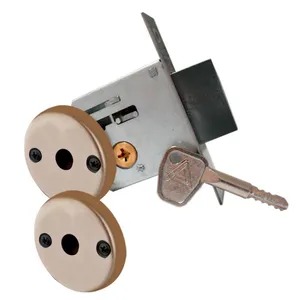 Fechadura Auxiliar F-2000 Trava De Segurança Par Tetra Chave Roseta Redonda Bronze Latonado 40mm Aliança
