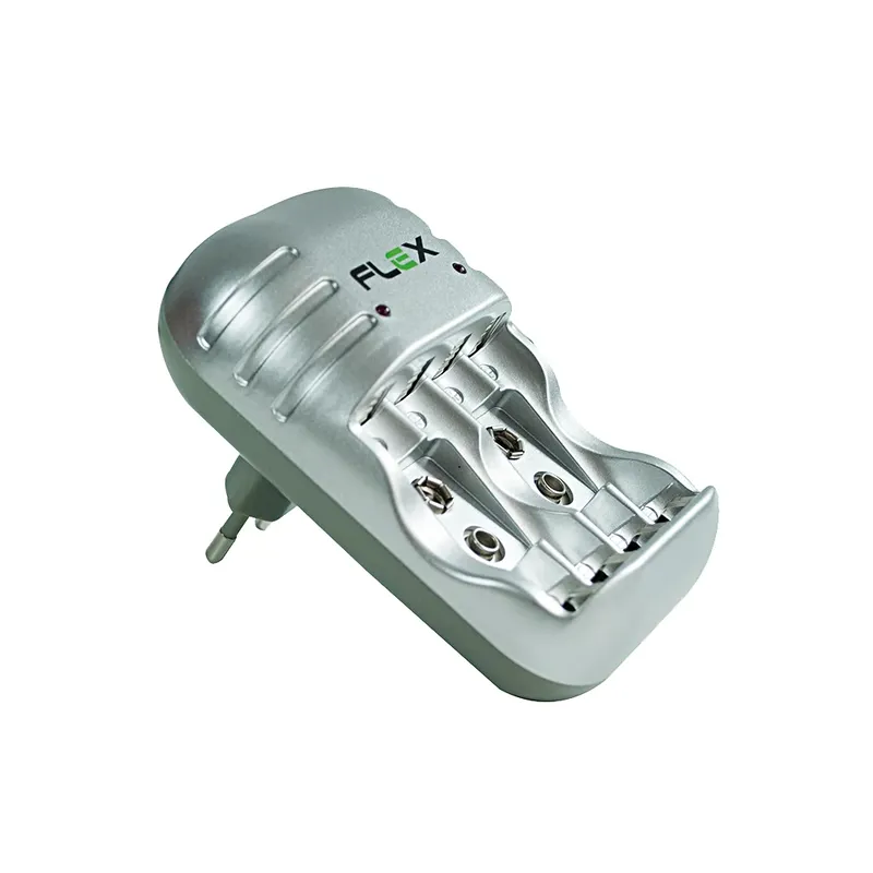 Carregador De Pilha Flex Para 4 Pilhas A. Stop Com Inmetro