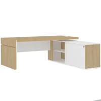 Mesa Escritório Em L Caixa Com Tomada Atria Executiva 200x183cm A02 Carvalho Branco