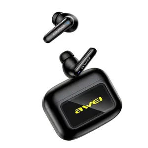 Fone De Ouvido Bluetooth T56 Ia Cancelamento De Ruído Assistente De Reunião E Visor Touchscreen Awei - Preto